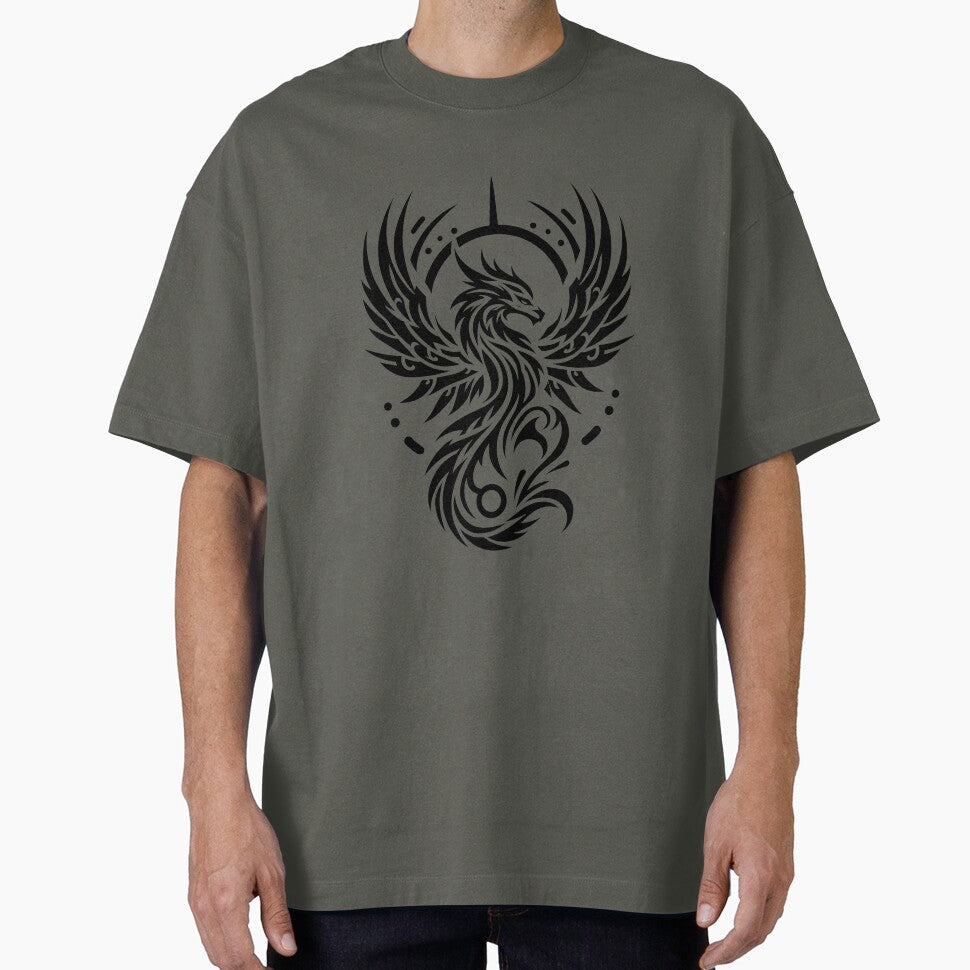 Phoenix Rising Tattoo Style Bold Black Graphic Design by twilightmagic T-Shirts, Hoodie, Sweatshirt (Image 1)