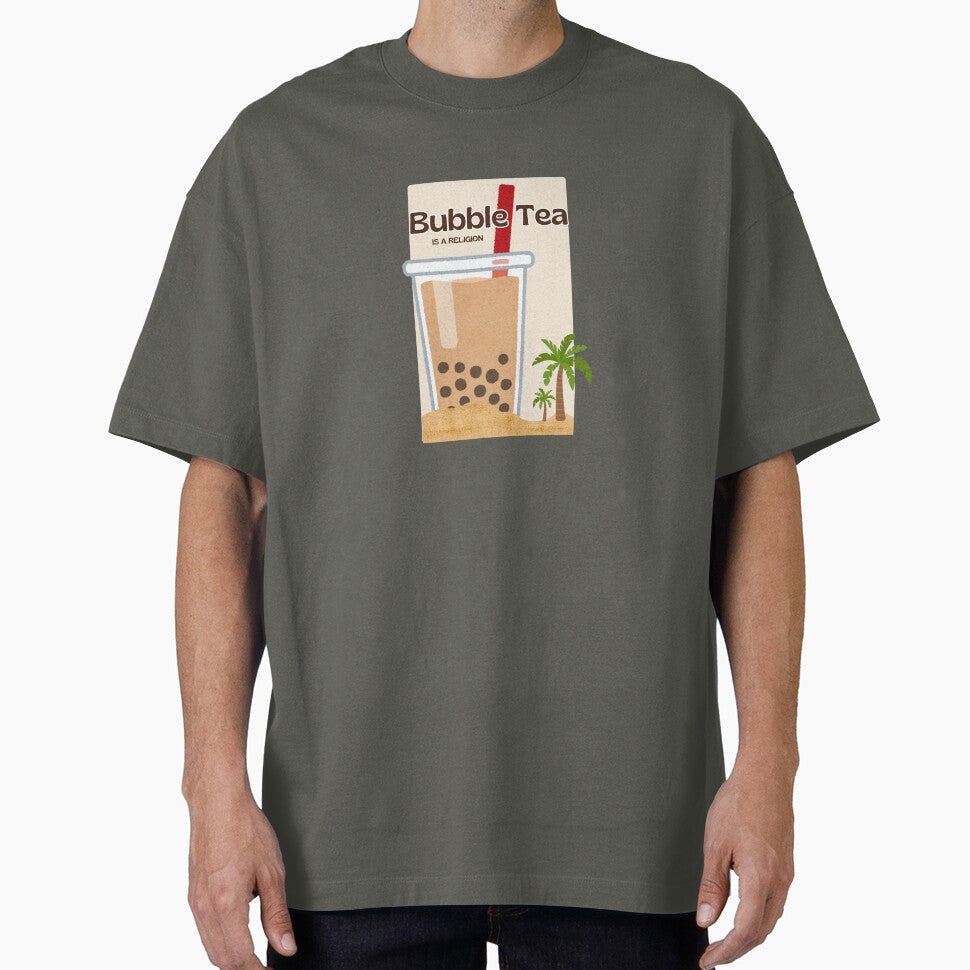 Bubble Tea | Bubble Tea Is A Religion – Giant Boba on Tropical Beach Milk Tea Design by liveinbeauty T-Shirts,... (Image 1)