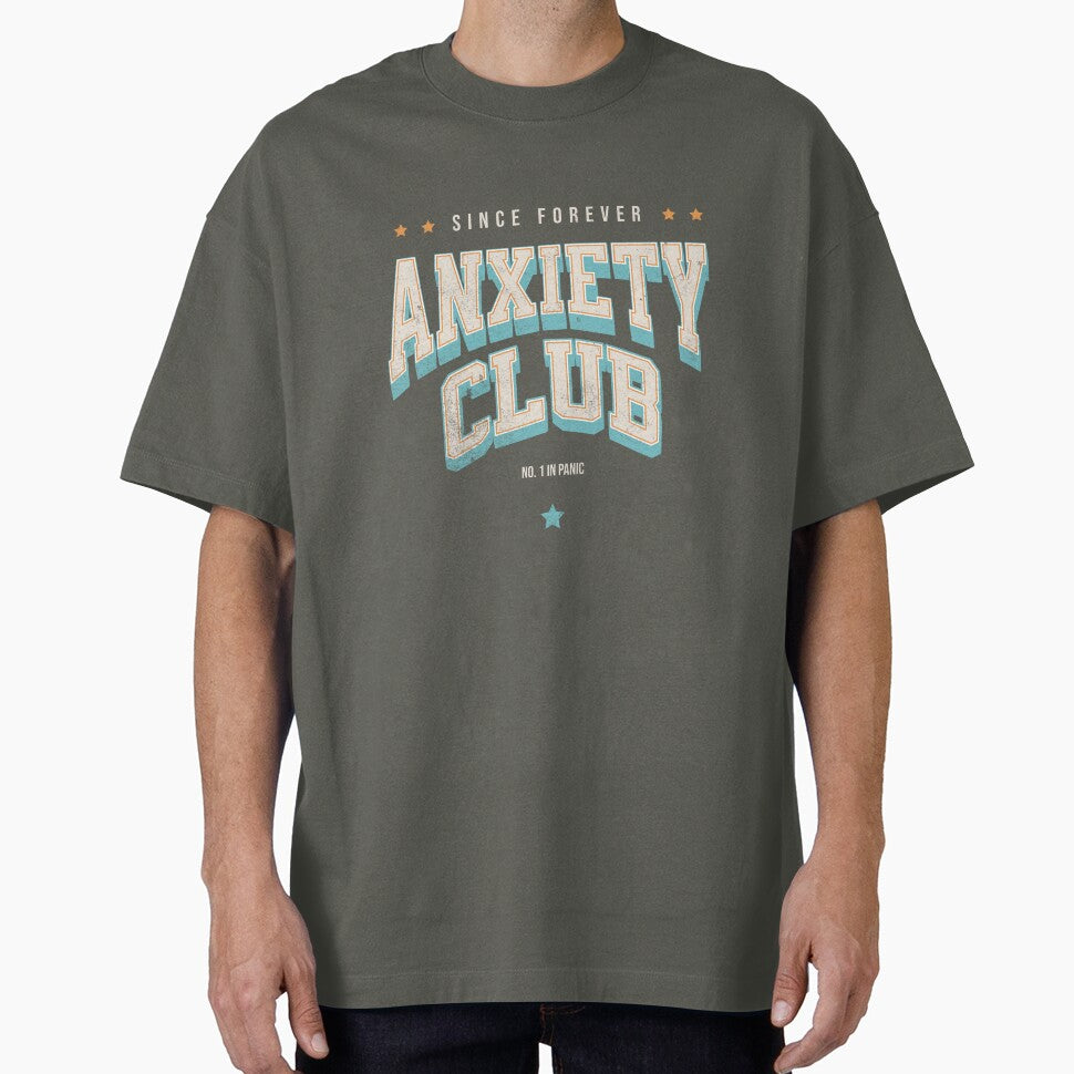Anxiety Club Retro Sport Tee – Collegiate Style Funny Mental Health Shirt by RealLifeMerchies Hoodie, Sweatshirt (Image 1)