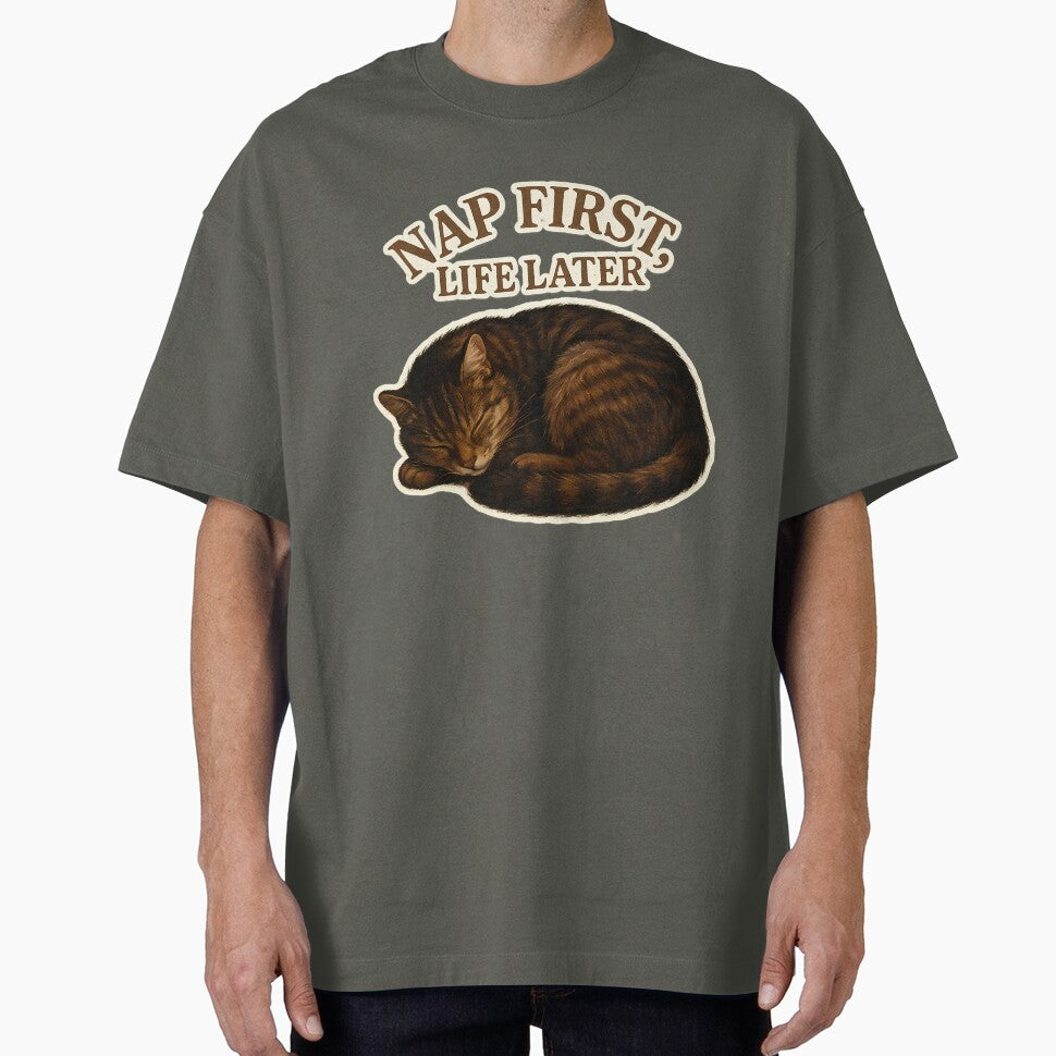 Nap First, Life Later – Cozy Sleeping Cat Vintage by TeeSpectrume T-Shirts, Hoodie, Sweatshirt | BlankRebels.com (Image 1)