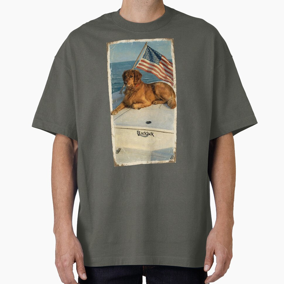 Patriotic Golden Retriever American Flag Boat by EquanimiTee T-Shirts, Hoodie, Sweatshirt | BlankRebels.com (Image 1)