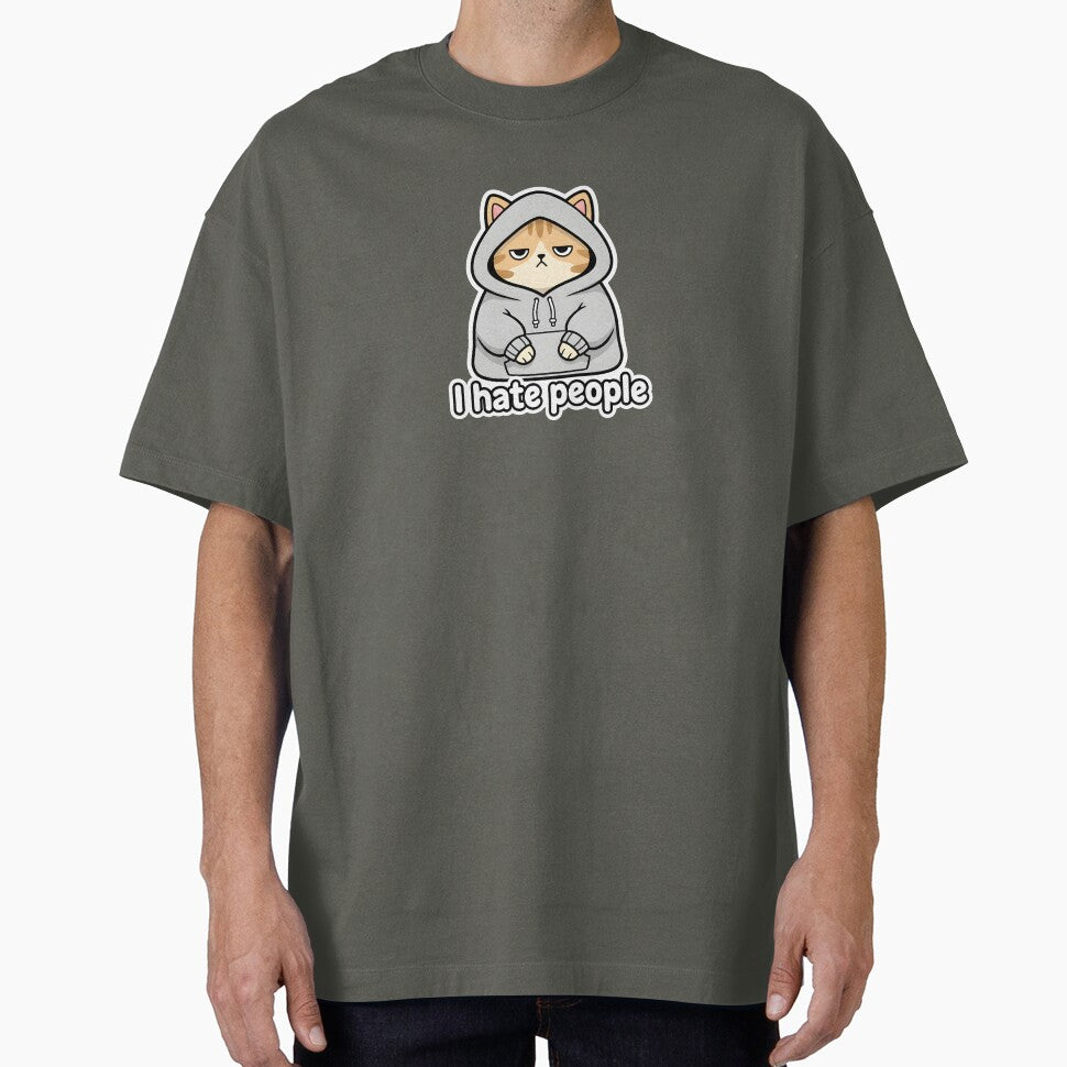 Grumpy Hoodie Cat - I Hate People | Introverted Sarcasm Cat by Fuechse T-Shirts, Sweatshirt | BlankRebels.com (Image 1)