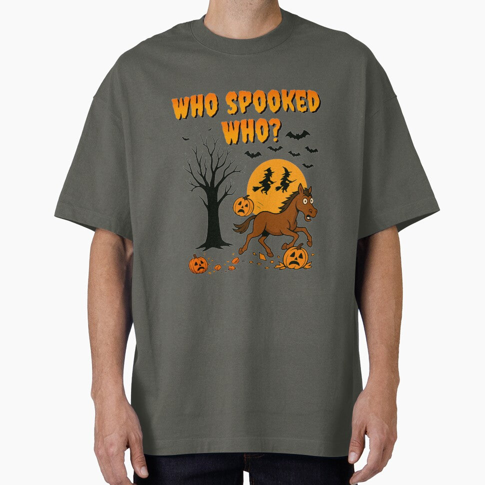 Who Spooked Who? – Halloween Spooky Horse & Pumpkin Graphic Gift, Funny Wild West Equestrian by MagicShop3000... (Image 1)