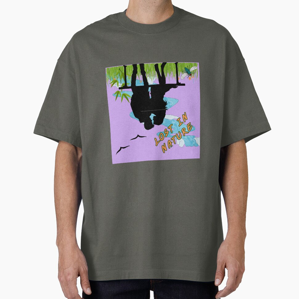 Lost in Nature – Peaceful Reflection Silhouette Art | Nature Lover Illustration by NilofaDesigns T-Shirts,... (Image 1)