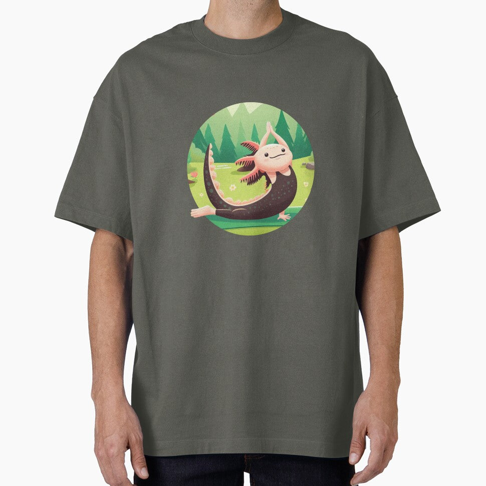 Cute Axolotl teacher doing yoga in a forest by Mr Pyuku T-Shirts, Hoodie, Sweatshirt | BlankRebels.com (Image 1)