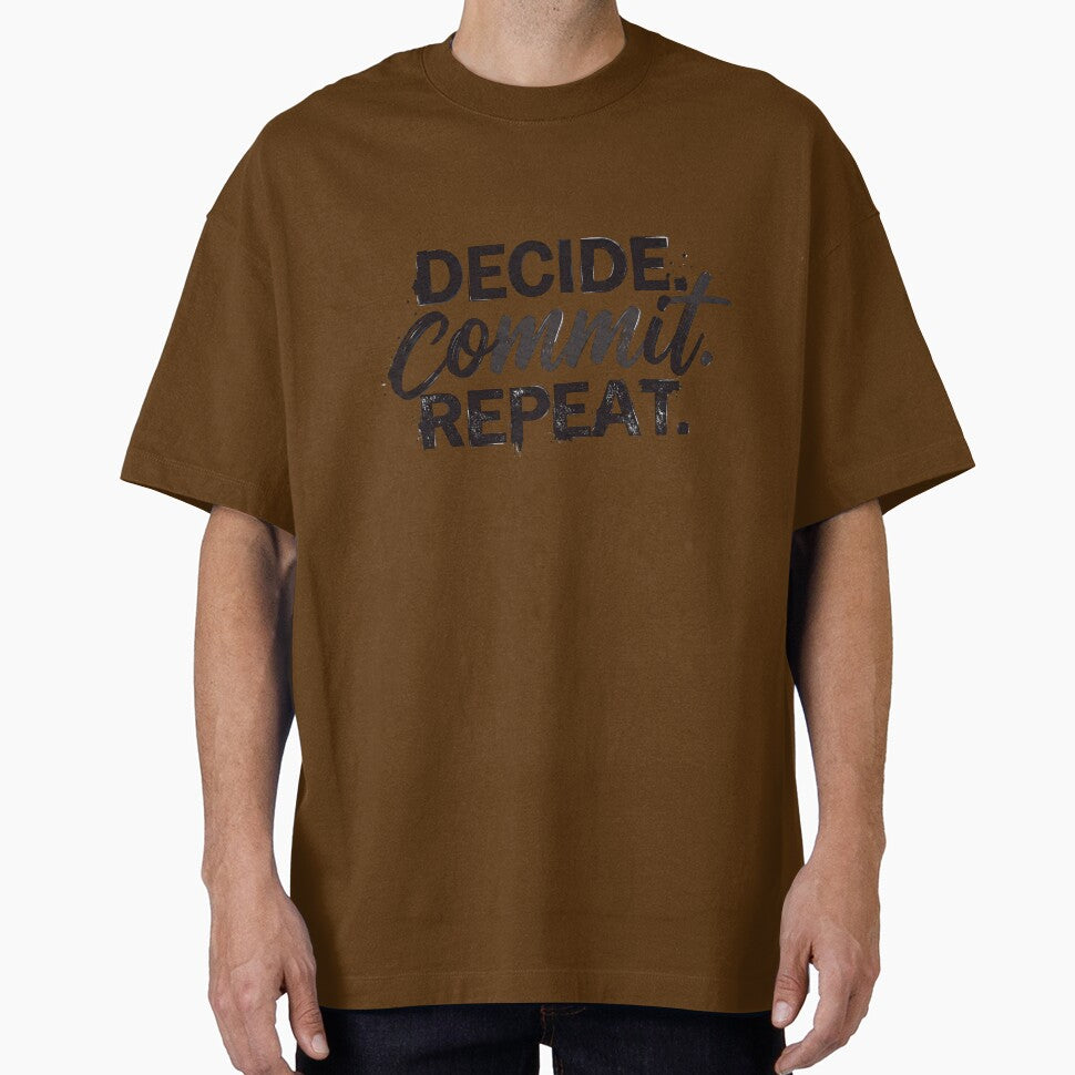 Decide. Commit. Repeat. – Minimal Motivation Typography Quote by madwordlab T-Shirts, Hoodie, Sweatshirt (Image 1)