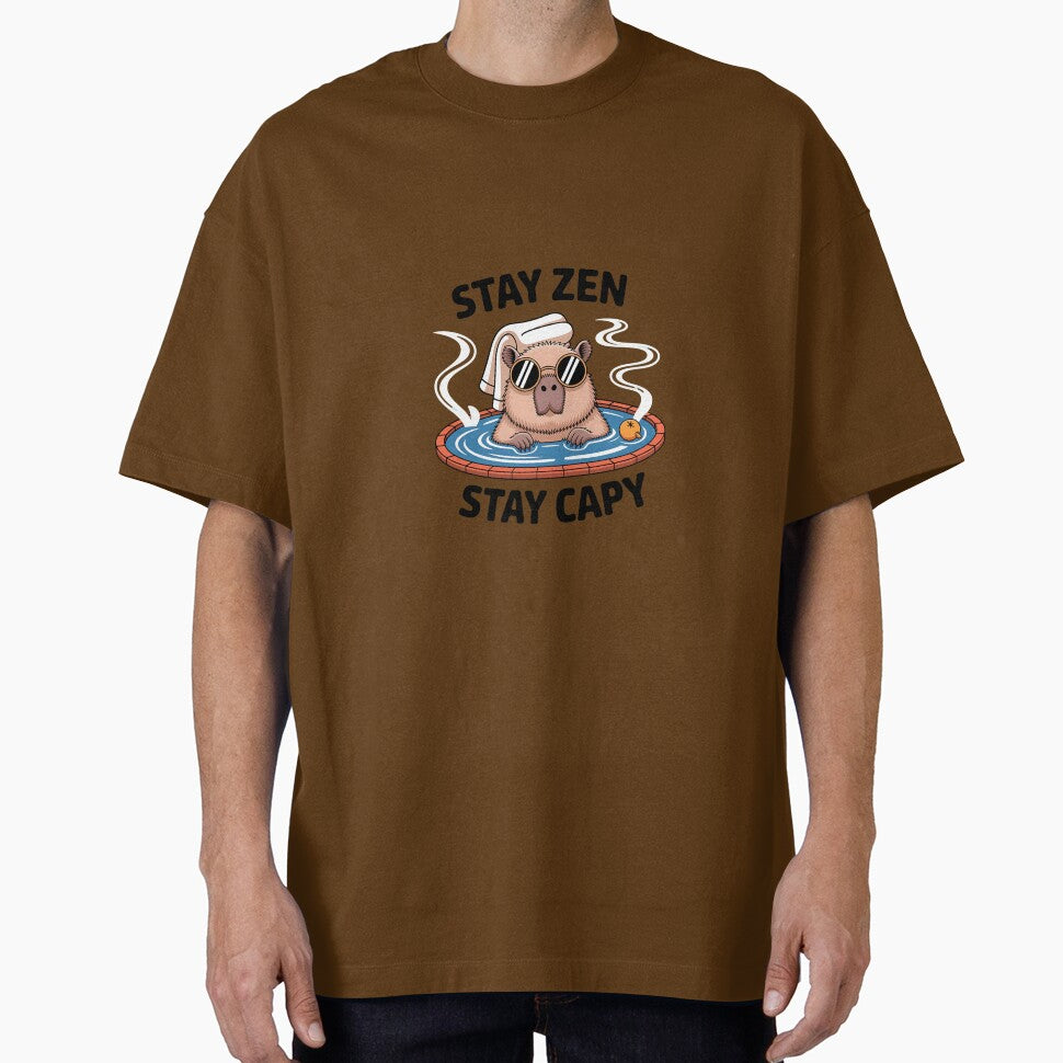 Zenbara Sleepy Capybara Kawaii Relaxing Hot Spring T-Shirts, Hoodie, Sweatshirt