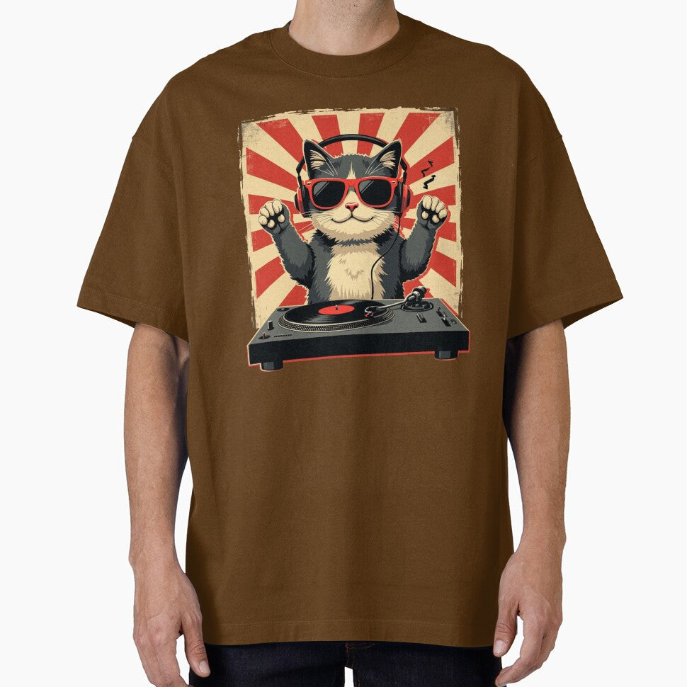 DJ Cat Spinning Vinyl , Funny Music Lover Gift, DJ Cat Graphic Tee, Retro Turntable Party by sinkedink Hoodie,... (Image 1)