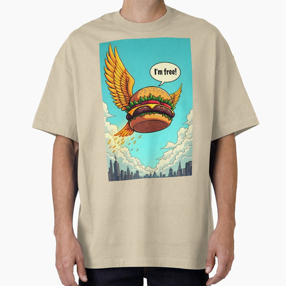 Flying Burger Art: Whimsical Designs of Burgers with Wings by WAUZ T-Shirts, Hoodie, Sweatshirt | BlankRebels.com (Image 1)