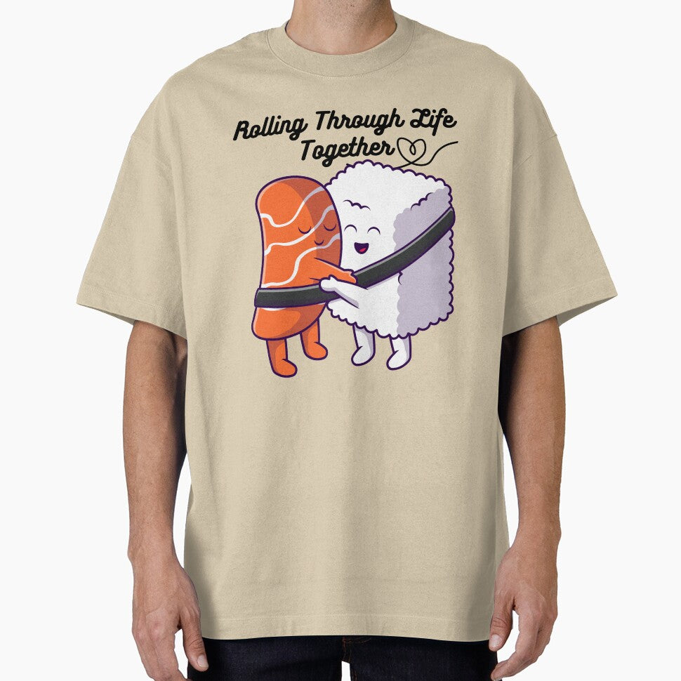 Rolling Through Life Together - Cute Sushi -Sushi Hug by Cyrensea T-Shirts, Hoodie, Sweatshirt | BlankRebels.com (Image 1)