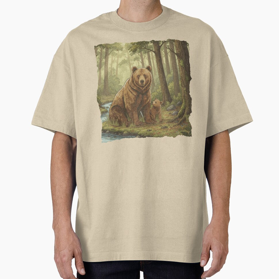 Forest Landscape Scene Wild Bear and Cub by Gunners Inspirations T-Shirts, Hoodie, Sweatshirt | BlankRebels.com (Image 1)