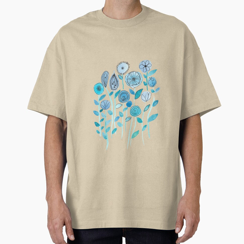 Hand drawing blue flowers watercolor painting pattern by Pacika T-Shirts, Hoodie, Sweatshirt | BlankRebels.com (Image 1)