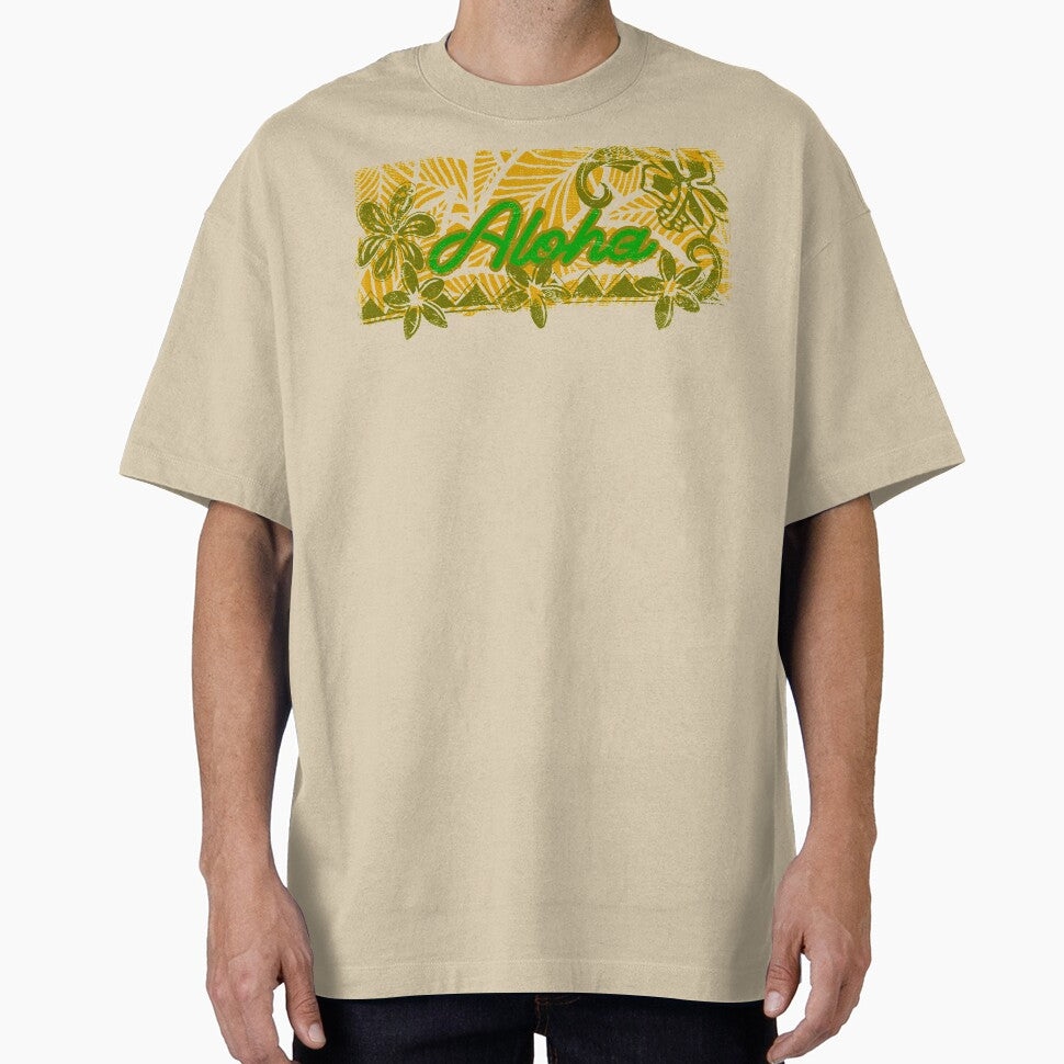 Vintage Distressed Ink Aloha Yellow Floral Banner by sunnthreads T-Shirts, Hoodie, Sweatshirt | BlankRebels.com (Image 1)