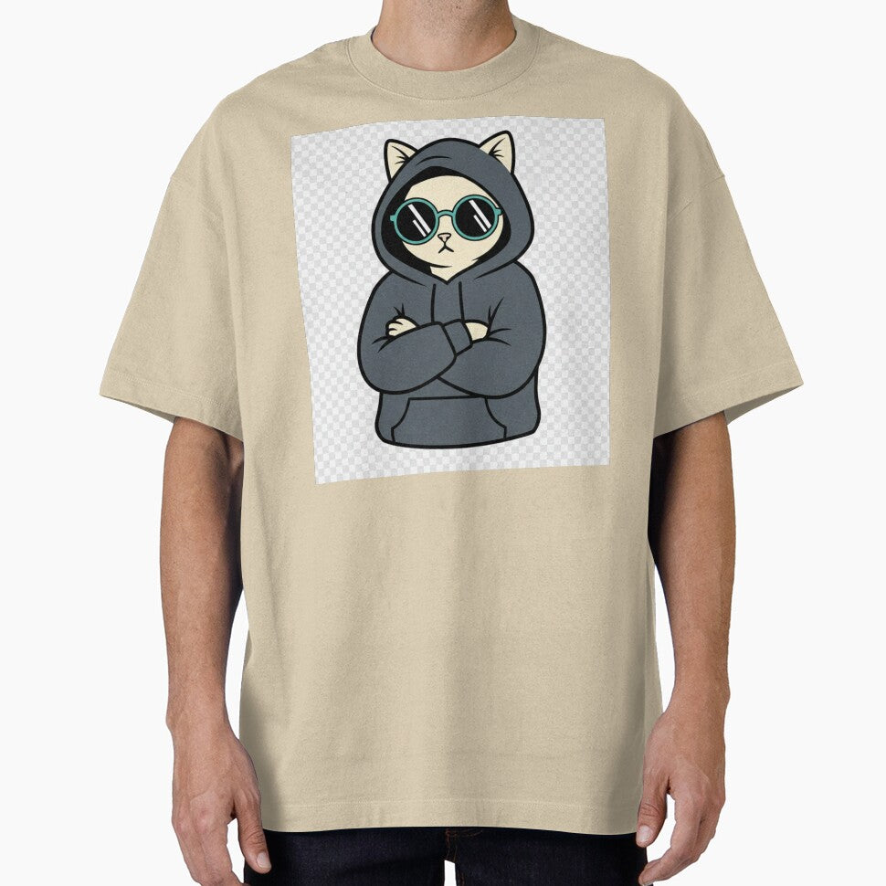 Cool Hoodie Cat Illustration | Streetwear Cartoon Cat Art by Saurabh86 T-Shirts, Sweatshirt | BlankRebels.com (Image 1)