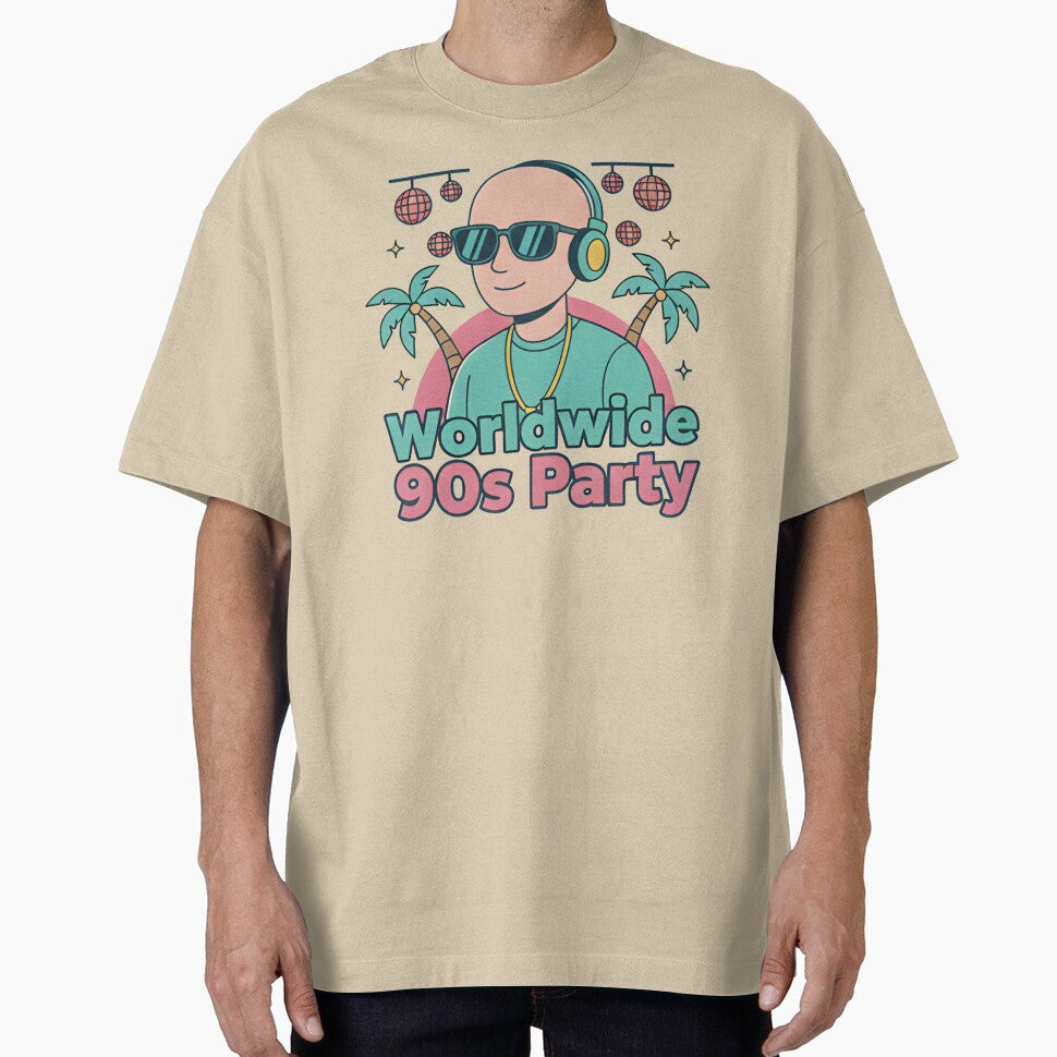 Worldwide 90s Party – Retro DJ Vaporwave Neon 90s Music Party Art T-Shirts, Hoodie, Sweatshirt