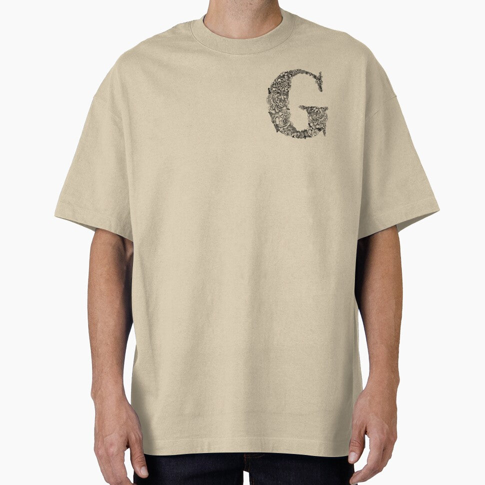 Botanical Letter G Floral Black and White by byLilyMarie T-Shirts, Hoodie, Sweatshirt | BlankRebels.com (Image 1)