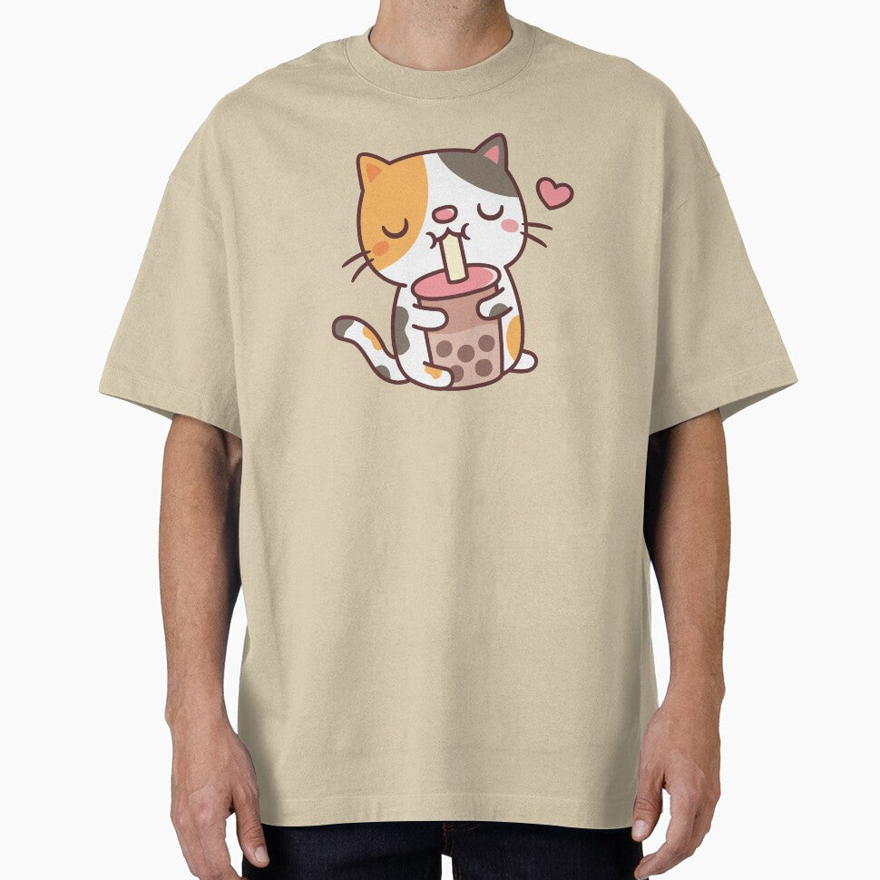 Cute Calico Cat Loves Drinking Boba Tea by rustydoodle T-Shirts, Hoodie, Sweatshirt | BlankRebels.com (Image 1)