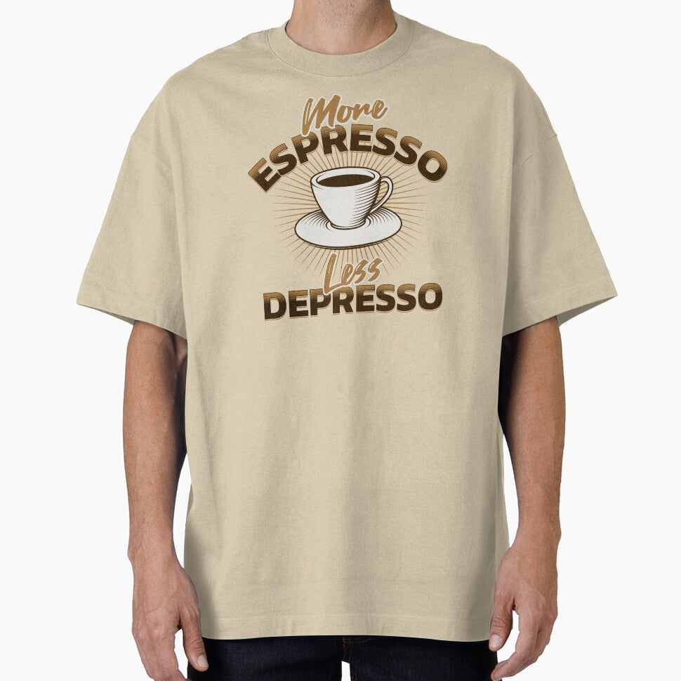 More Espresso Less Depresso Funny Coffee Pun! Coffee Lovers Birthday Gift by Barb  Hamilton ⭐⭐⭐⭐⭐ T-Shirts,... (Image 1)