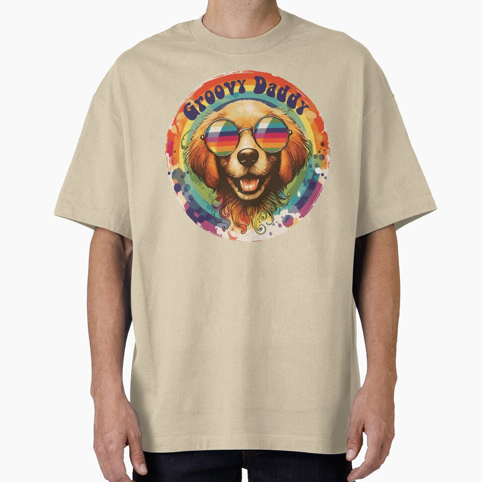 Groovy Daddy Dog with Rainbow by heartsake T-Shirts, Hoodie, Sweatshirt | BlankRebels.com (Image 1)