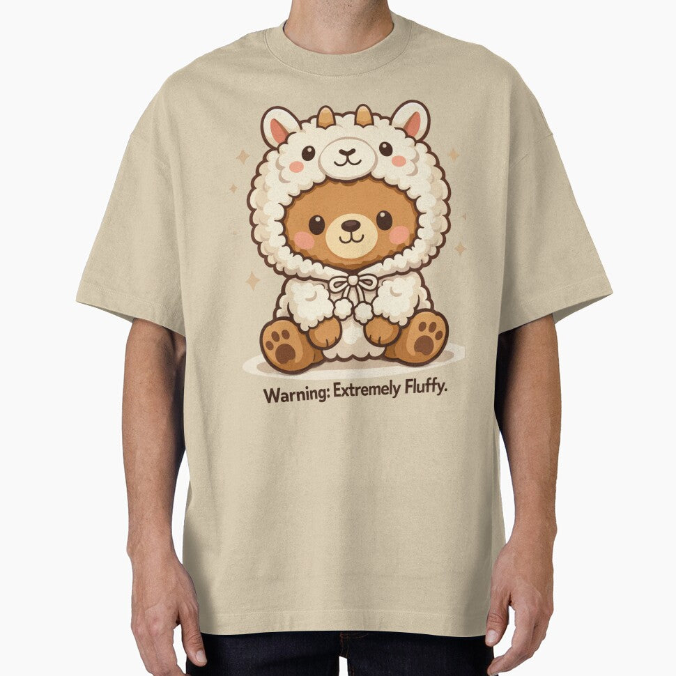 Bear in Alpaca Hoodie T-Shirt | Warning: Extremely Fluffy Cute Design by PremiereAA Sweatshirt | BlankRebels.com (Image 1)