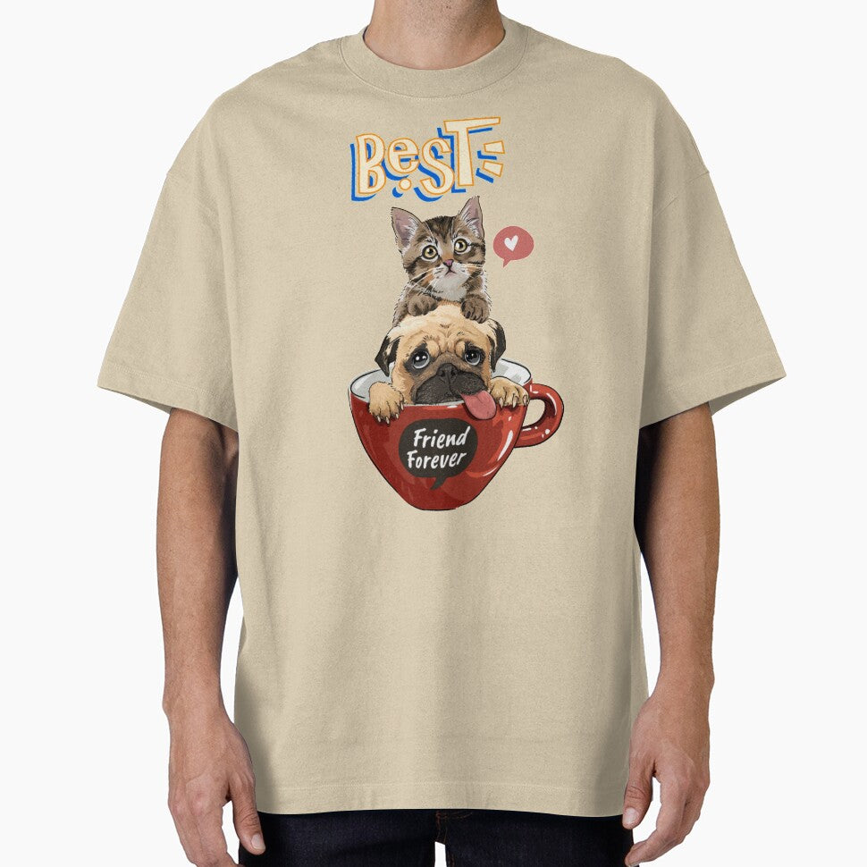 Best Friend Forever Baby Bulldog And Kitten In A Cup by darknessjeff86 T-Shirts, Hoodie, Sweatshirt (Image 1)