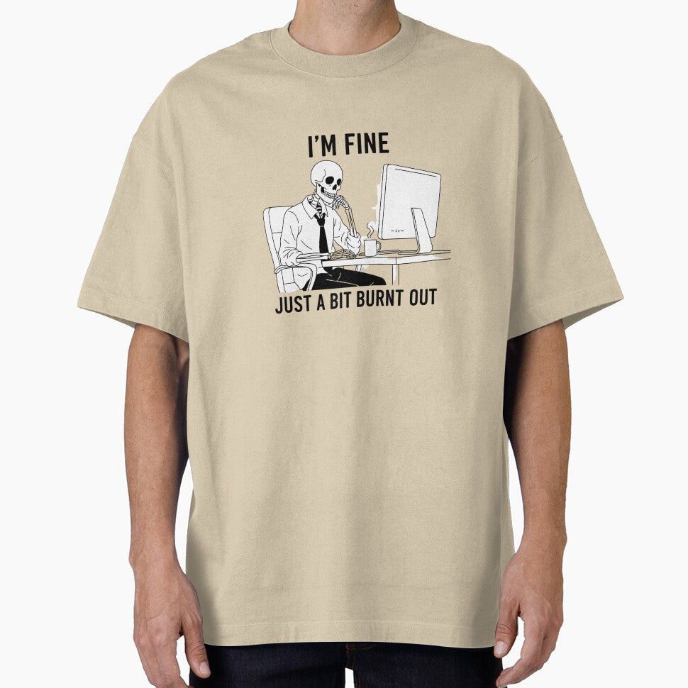 I’m Fine Skeleton Working at Computer – Burnout Office Humor Design by nbg2012 T-Shirts, Hoodie, Sweatshirt (Image 1)