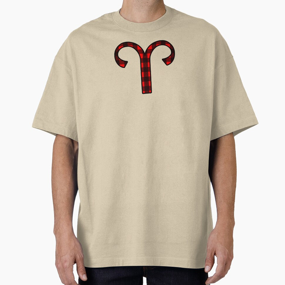 Aries Zodiac Symbol in Red and Black Buffalo Plaid by Bumblefuzzies T-Shirts, Hoodie, Sweatshirt | BlankRebels.com (Image 1)