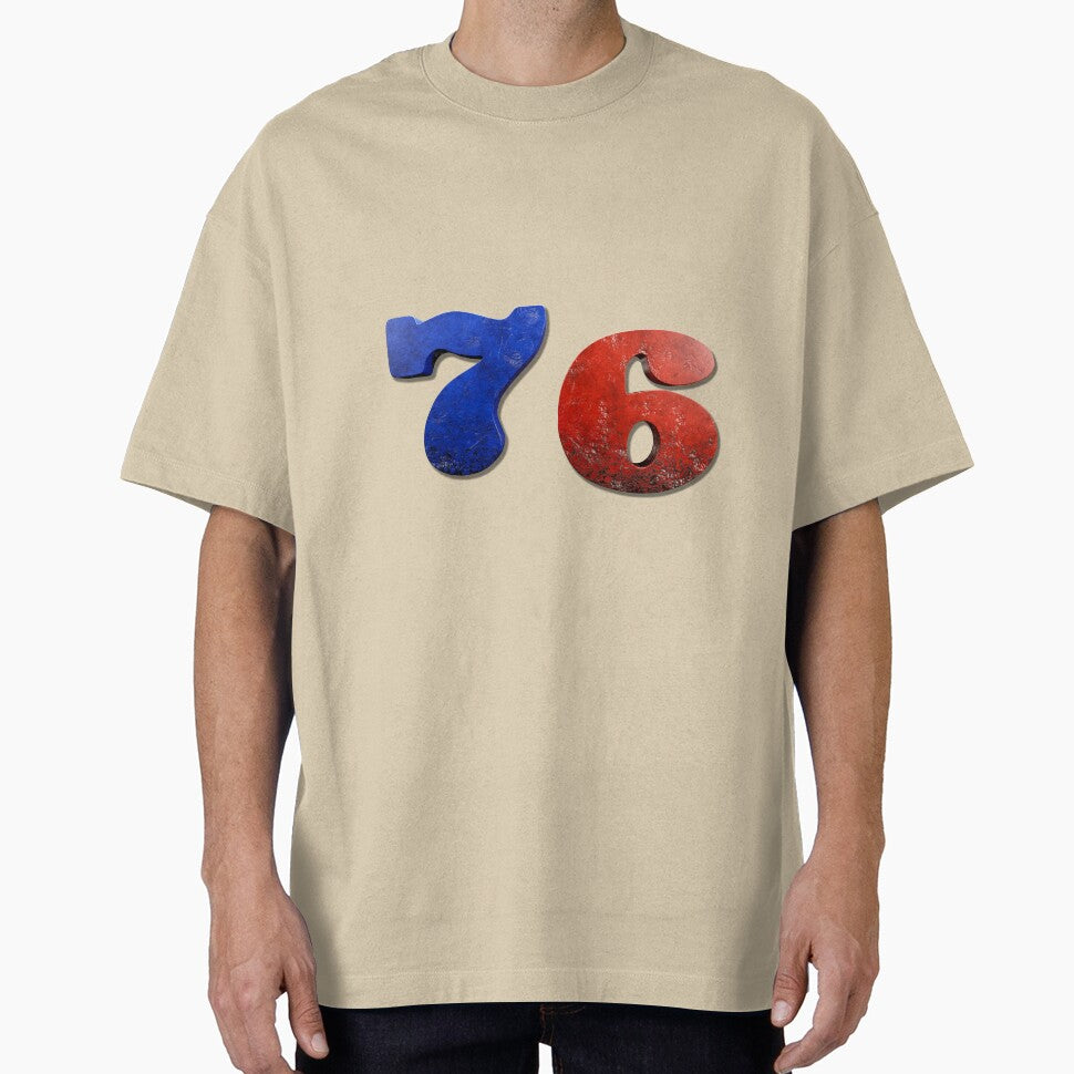 76 with cracked metal texture | front view by trepiu T-Shirts, Hoodie, Sweatshirt | BlankRebels.com (Image 1)