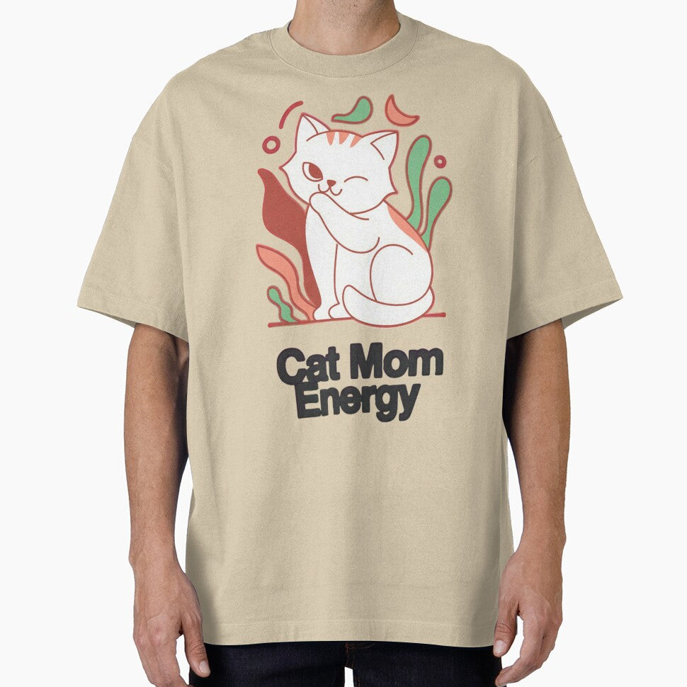 Cat Mom Energy – Cute Minimalist Cat Line Art Vector | Aesthetic Kitty by Design_Your_Day T-Shirts, Hoodie,... (Image 1)