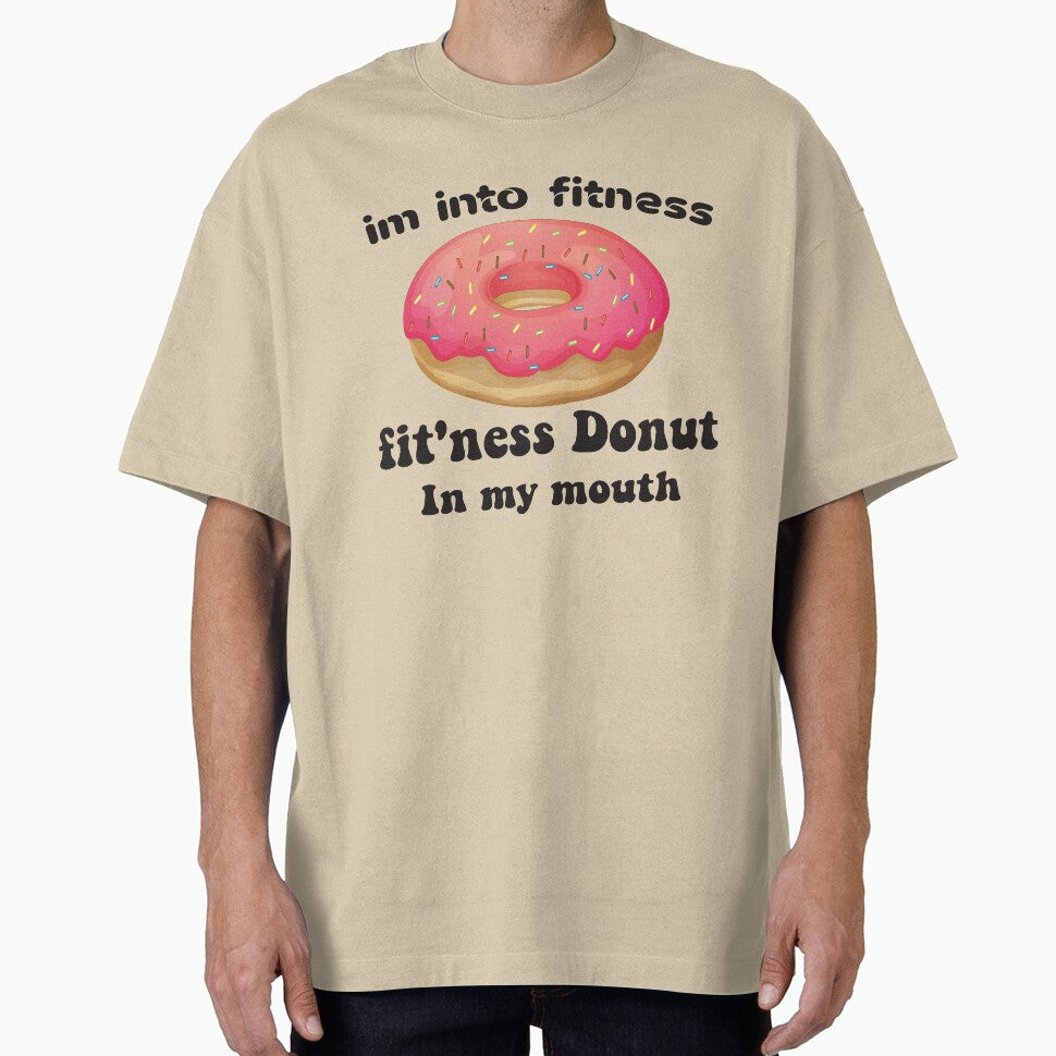 Im into fitness fit'ness Donut in my mouth-Stickers & Magnets- Shirt, Funny Fitness T Shirt, Donut Tuesday,... (Image 1)