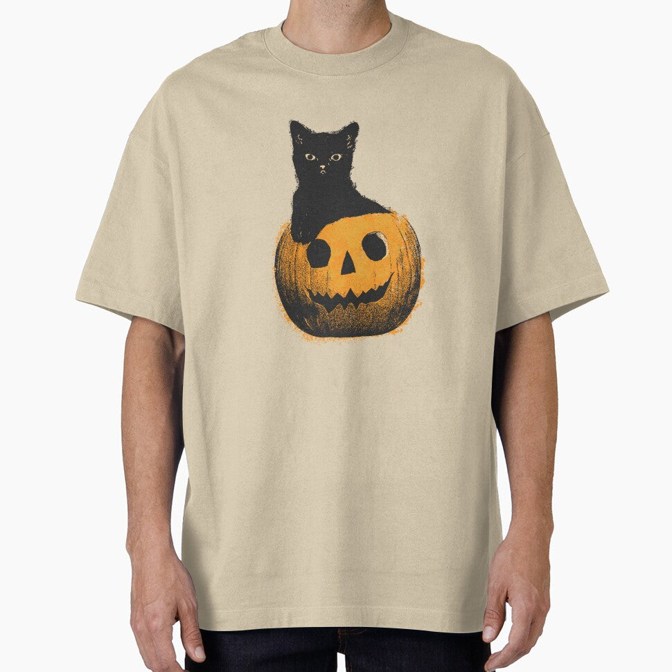 Cute spooky cat in pumpkin - Halloween retro by GoldenGodDesign T-Shirts, Hoodie, Sweatshirt | BlankRebels.com (Image 1)