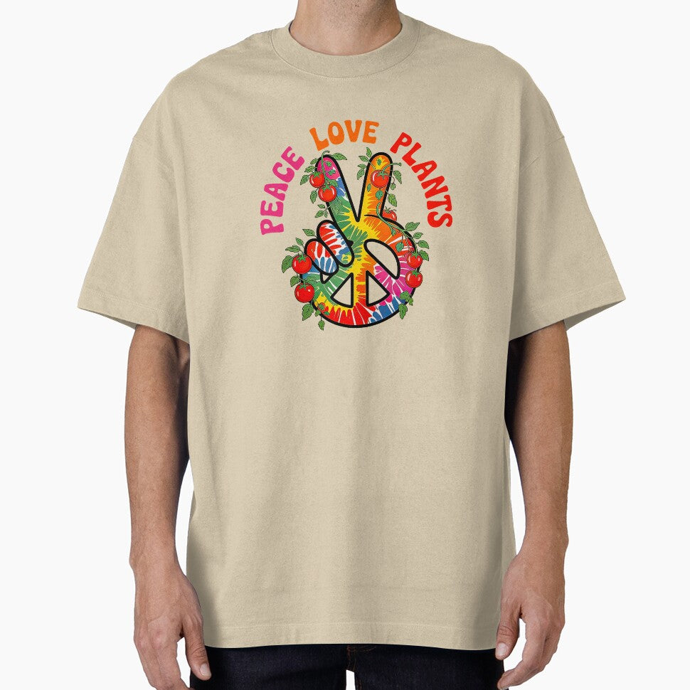 Peace Love Plants Retro World Vegan Day Design by Amanda's Factory T-Shirts, Hoodie, Sweatshirt | BlankRebels.com (Image 1)