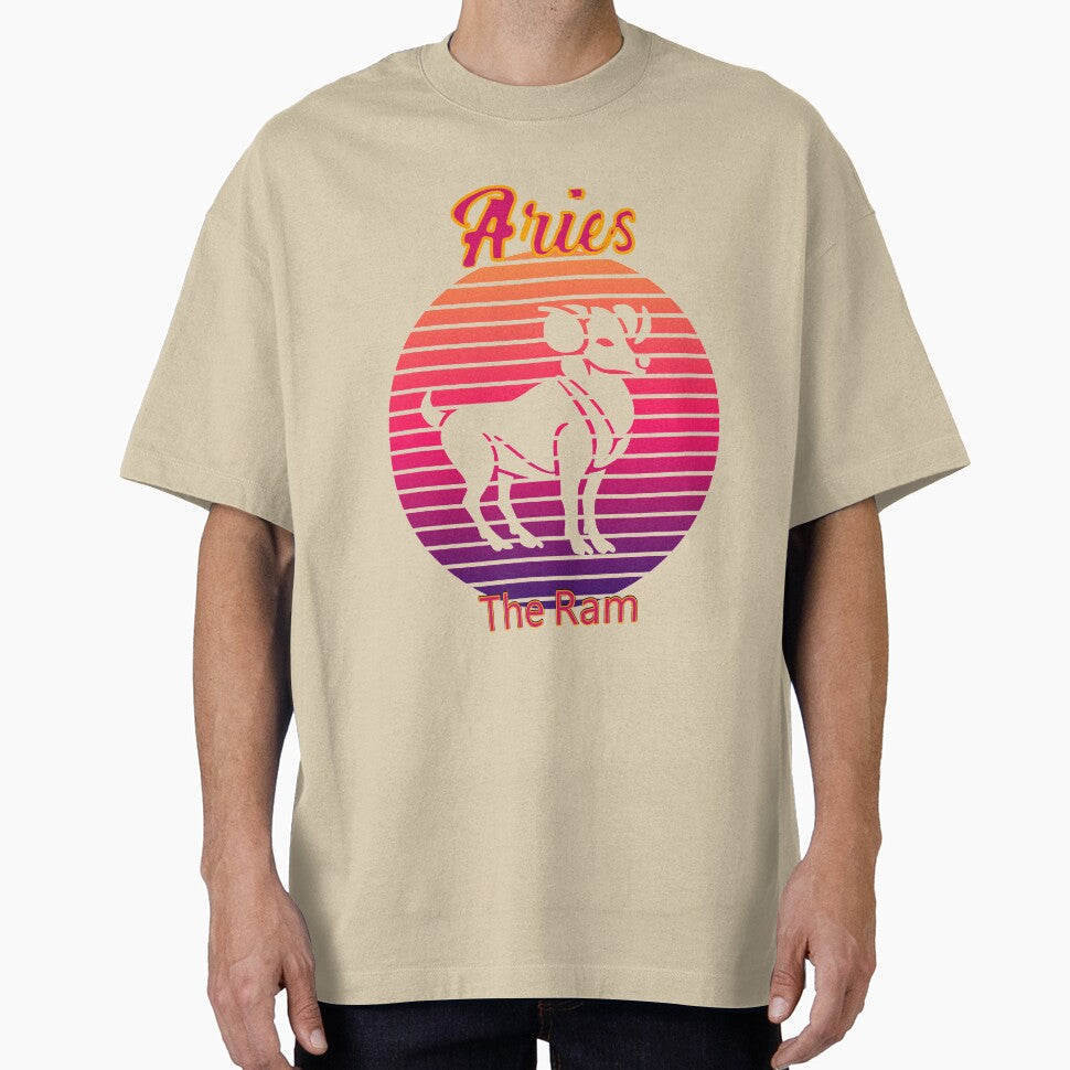 Aries Gifts Cool Retro Sunset Zodiac Sign Birthday by Art2Me T-Shirts, Hoodie, Sweatshirt | BlankRebels.com (Image 1)