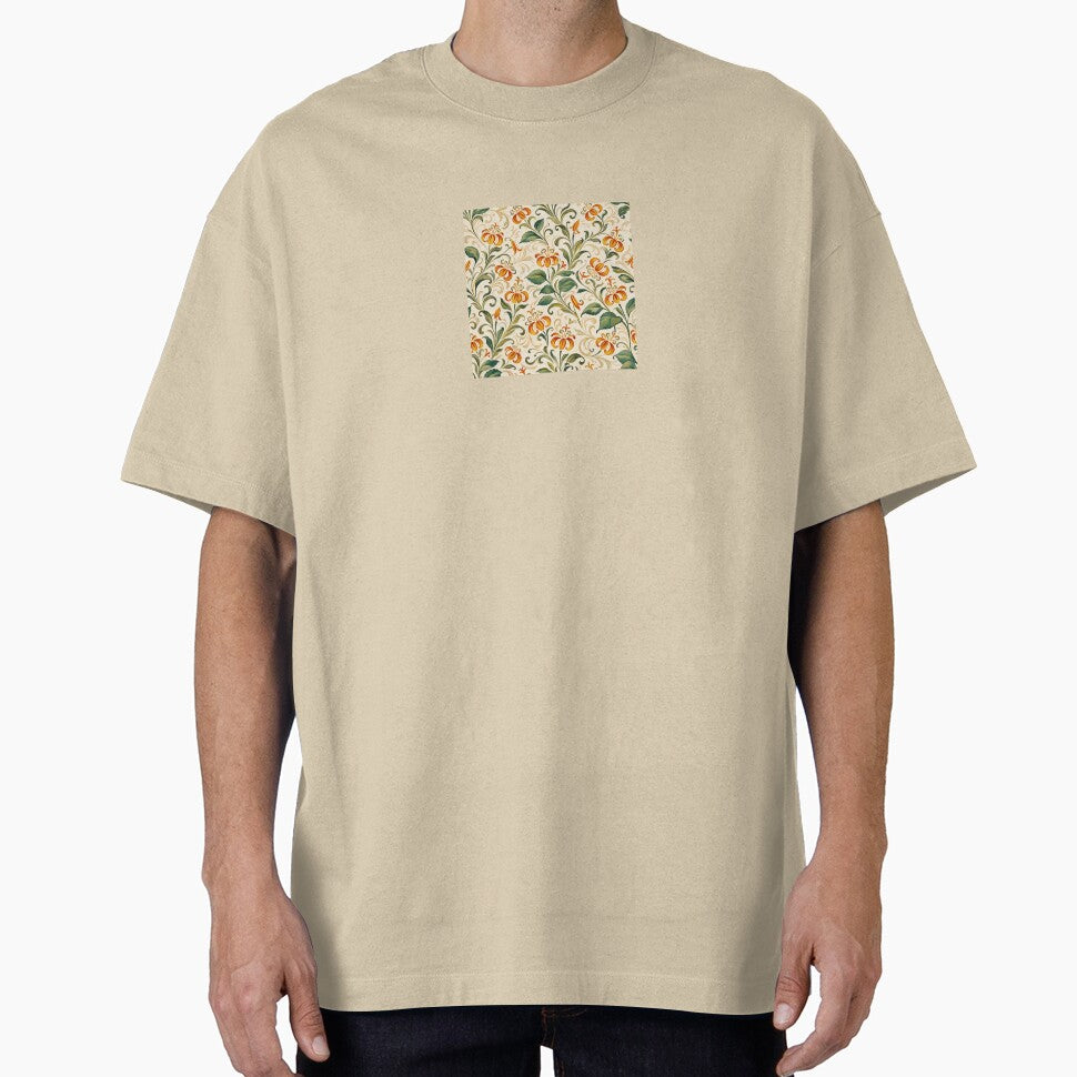 Elegant Vintage Orange Lily Floral Pattern | Botanical Seamless Design by EmiliaBassano T-Shirts, Hoodie,... (Image 1)