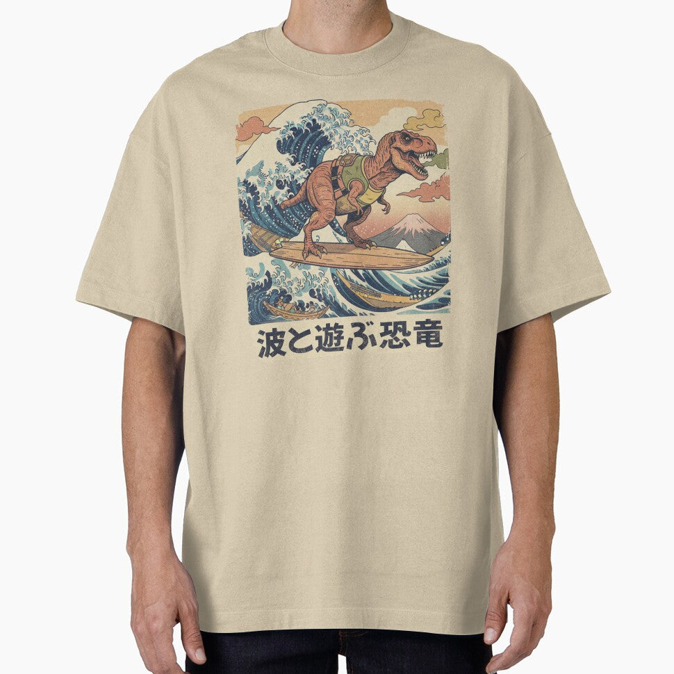 Tyrannosaurus Surfing The Great Wave. by EunsooLee T-Shirts, Hoodie, Sweatshirt | BlankRebels.com (Image 1)