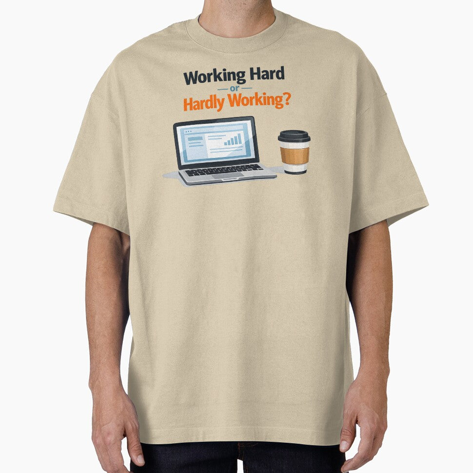 Working Hard or Hardly Working Funny Office Humor Laptop Coffee T Shirt by ImaginedSpace7 Hoodie, Sweatshirt (Image 1)