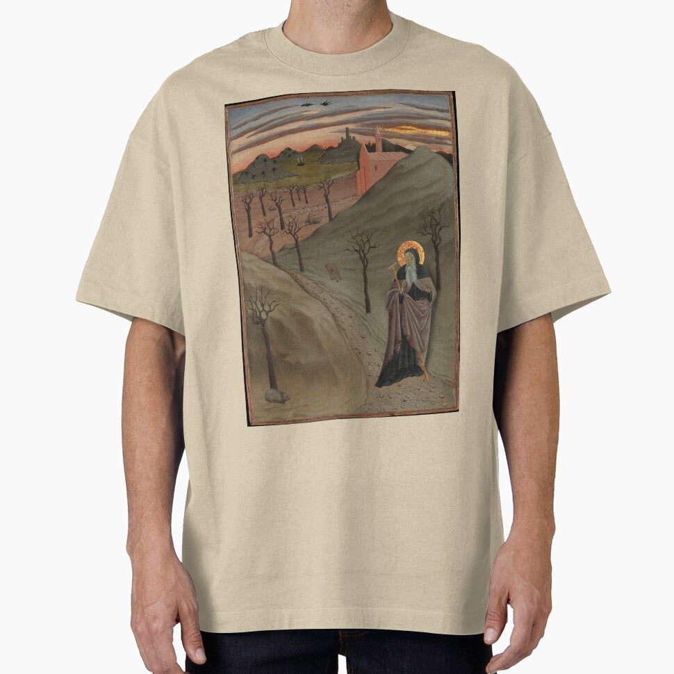 Sunset painting, Sunset Artwork,Saint Anthony the Abbot in the Wilderness by danaJG T-Shirts, Hoodie, Sweatshirt (Image 1)