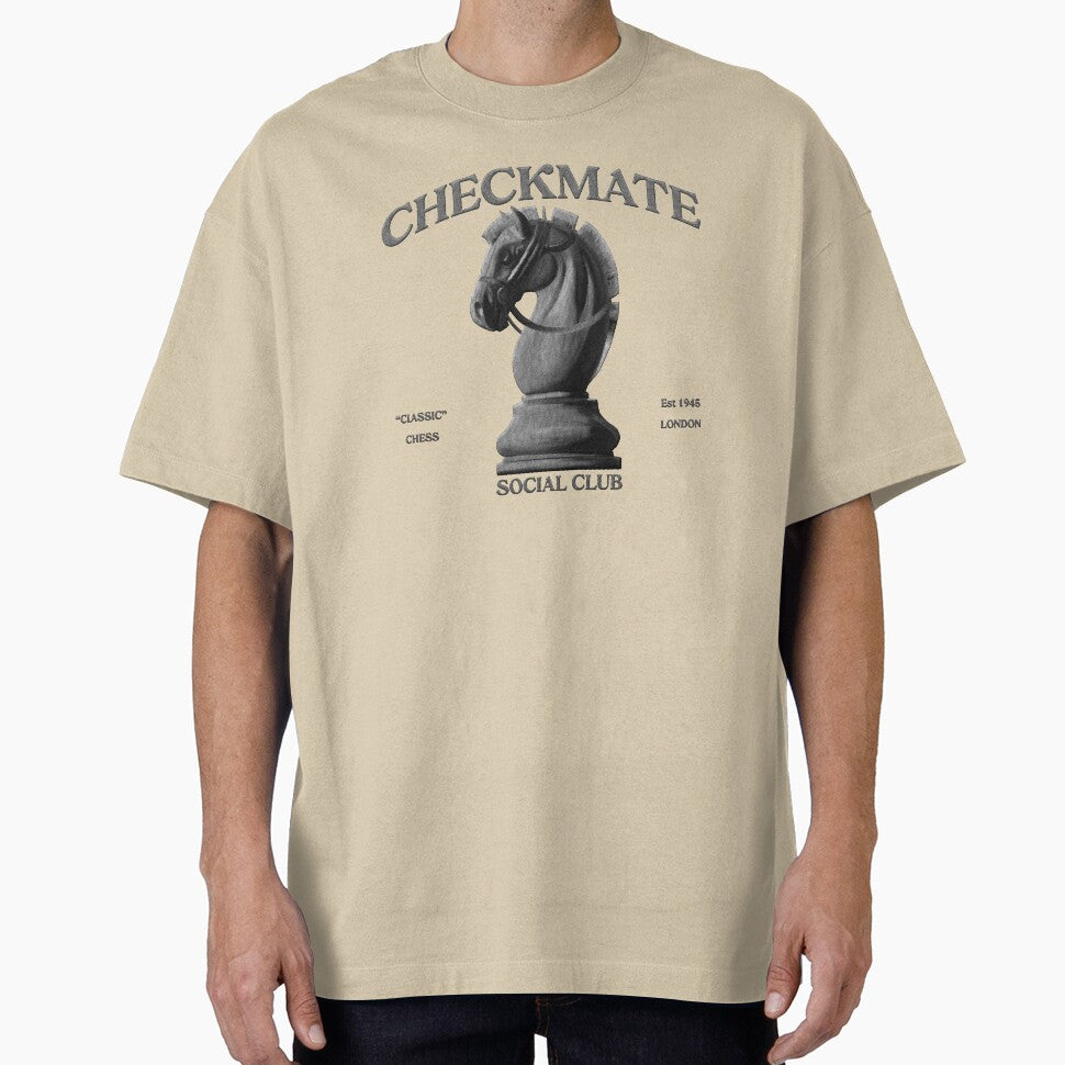 checkmate social club - chess horse embroidery iron patch textured graphic artwork by hayrpictures T-Shirts,... (Image 1)