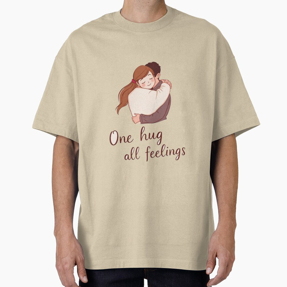 One Hug, All Feelings – Cute Couple Illustration by Wizdem Artworkz T-Shirts, Hoodie, Sweatshirt | BlankRebels.com (Image 1)
