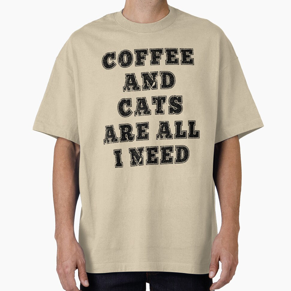 Coffee and Cats are All I Need Funny Quote by AMSonArt T-Shirts, Hoodie, Sweatshirt | BlankRebels.com (Image 1)