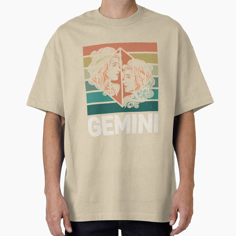 Gemini Zodiac Symbol Rainbow Retro Style by Trinket-Trickster T-Shirts, Hoodie, Sweatshirt | BlankRebels.com (Image 1)