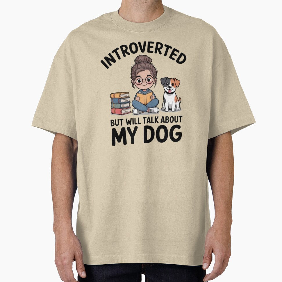 Introverted But Will Talk About My Dog Funny Dog Mom Book Lover T-Shirt by KomalArtStudio Hoodie, Sweatshirt (Image 1)