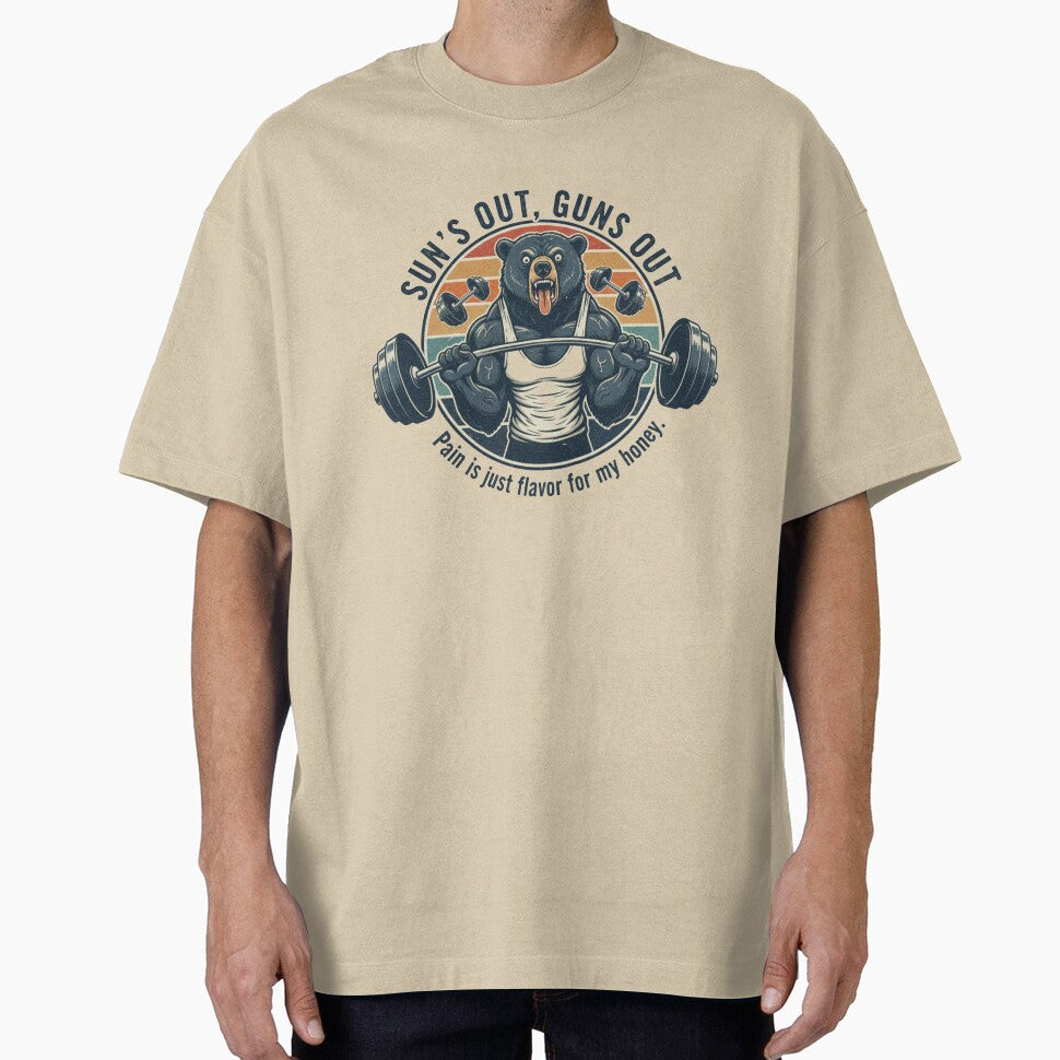Funny Gym Bear Bodybuilding – Sun's Out Guns Out Retro 90s Vintage Art by FakeJoo T-Shirts, Hoodie, Sweatshirt (Image 1)