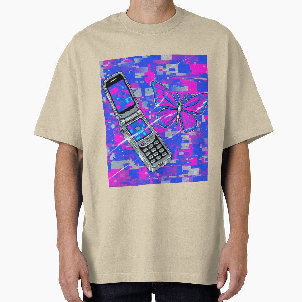 Y2K Butterfly Flip Phone - Cyber Glitch Art by ShoppingVillage T-Shirts, Hoodie, Sweatshirt | BlankRebels.com (Image 1)