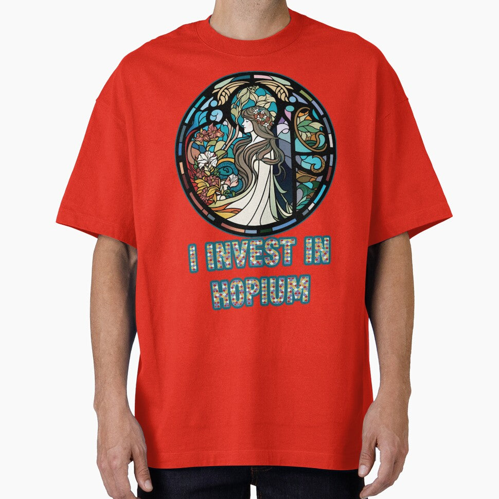 I Invest In Hopium Round Stained Glass Window with Multicolored Lettering by JoyOfHopeStore T-Shirts, Hoodie,... (Image 1)