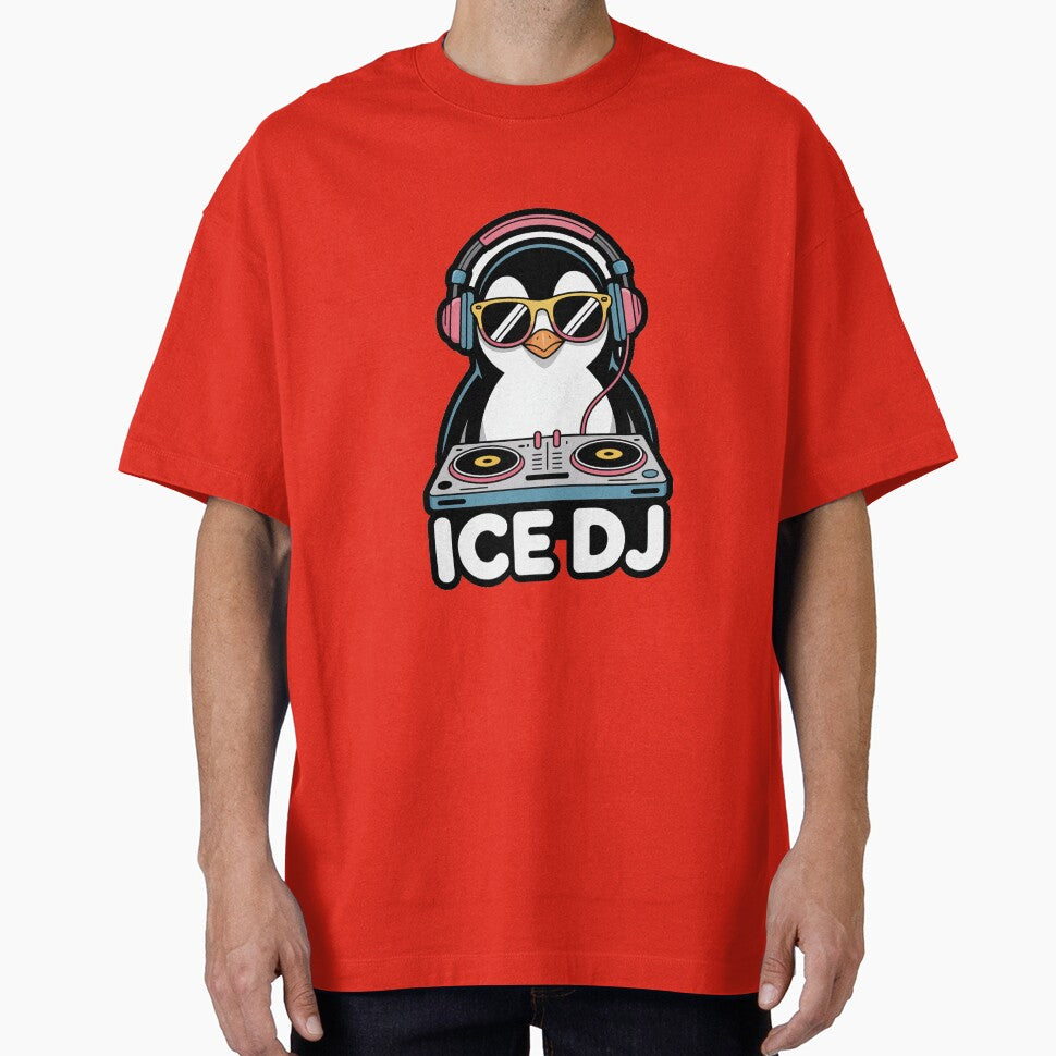 Ice DJ Penguin With Headphones Turntable Sticker by The Wise Fortress T-Shirts, Hoodie, Sweatshirt (Image 1)