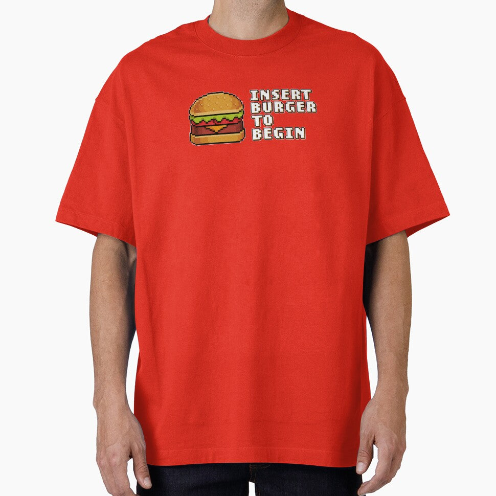 Insert Burger To Begin 8-bit Retro Video Games - Good Burger Slogan by jacnotjac T-Shirts, Hoodie, Sweatshirt (Image 1)