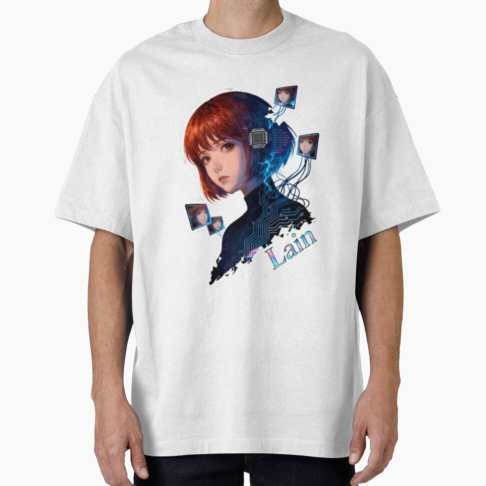 Cute Serial Experiments Lain Cyberpunk Aesthetic | Retro Anime Glitch Design by Gurjeetpixelart T-Shirts,... (Image 1)