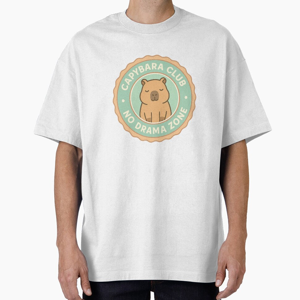 Capybara Club – No Drama Zone | Cute Chill Animal Badge by Softly Studio T-Shirts, Hoodie, Sweatshirt (Image 1)