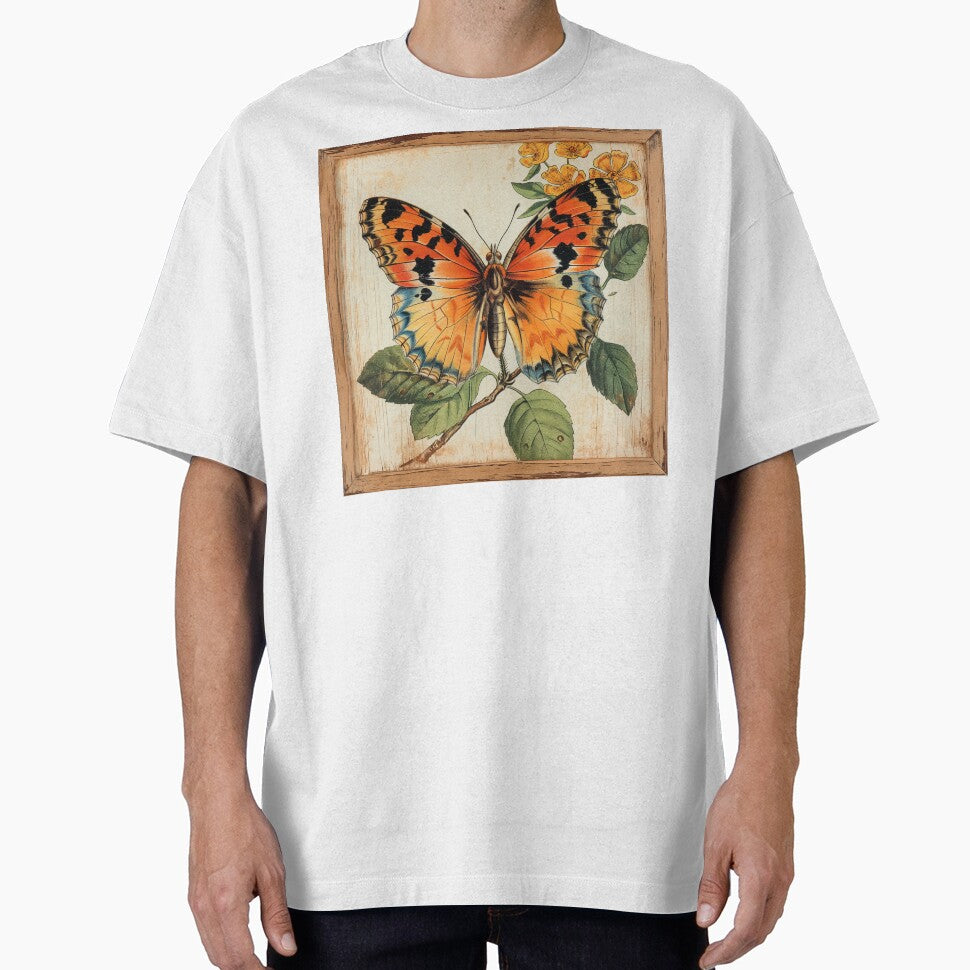 Butterfly Orange Floral Vintage Art Nouveau T-Shirts, Hoodie, Sweatshirt